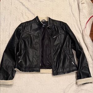 Women's Chaps Bomber Style Faux Leather Jacket